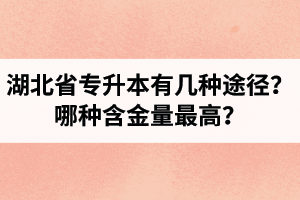 湖北省專升本有幾種途徑？哪種含金量最高？