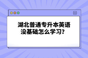 湖北普通專升本英語(yǔ)沒基礎(chǔ)怎么學(xué)習(xí)？