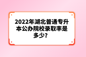 2022年湖北普通專升本公辦院校錄取率是多少？