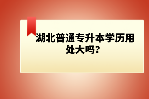 湖北普通專升本學(xué)歷用處大嗎？