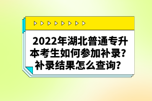 2022年湖北普通專升本考生如何參加補(bǔ)錄？補(bǔ)錄結(jié)果怎么查詢？