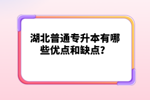 湖北普通專升本有哪些優(yōu)點和缺點？
