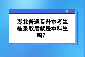 湖北普通專升本考生被錄取后就是本科生嗎？