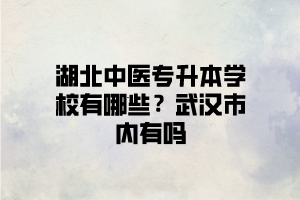 武漢有可以報(bào)中醫(yī)類專業(yè)的湖北普通專升本學(xué)校嗎？