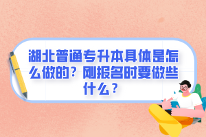 湖北普通專升本具體是怎么做的？剛報(bào)名時(shí)要做些什么？