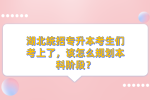 湖北統(tǒng)招專升本考生們考上了，該怎么規(guī)劃本科階段？